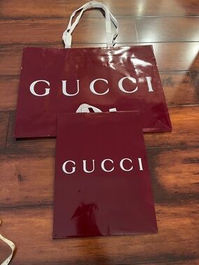 Authentic Deep Burgundy Shopping Bags with White Logo